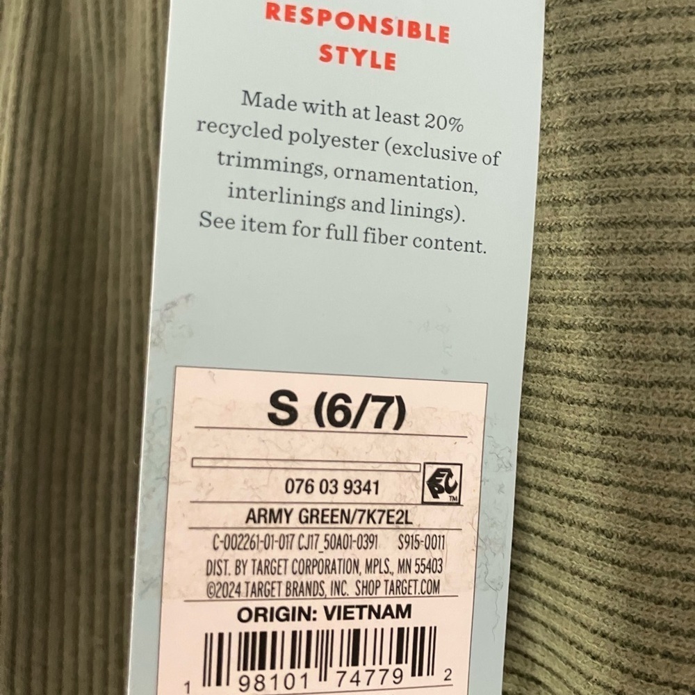 🐱 NWT Cat & Jack Girls' French Terry Jogger Pants - Army Green Size Small 6/7 - Picture 5 of 7